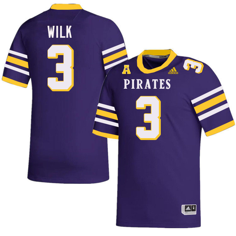 #3 Teagan Wilk East Carolina Pirates College Football Jersey Stitched-Purple #3 Teagan Wilk East Carolina Pirates College Football Jersey Stitched-Purple